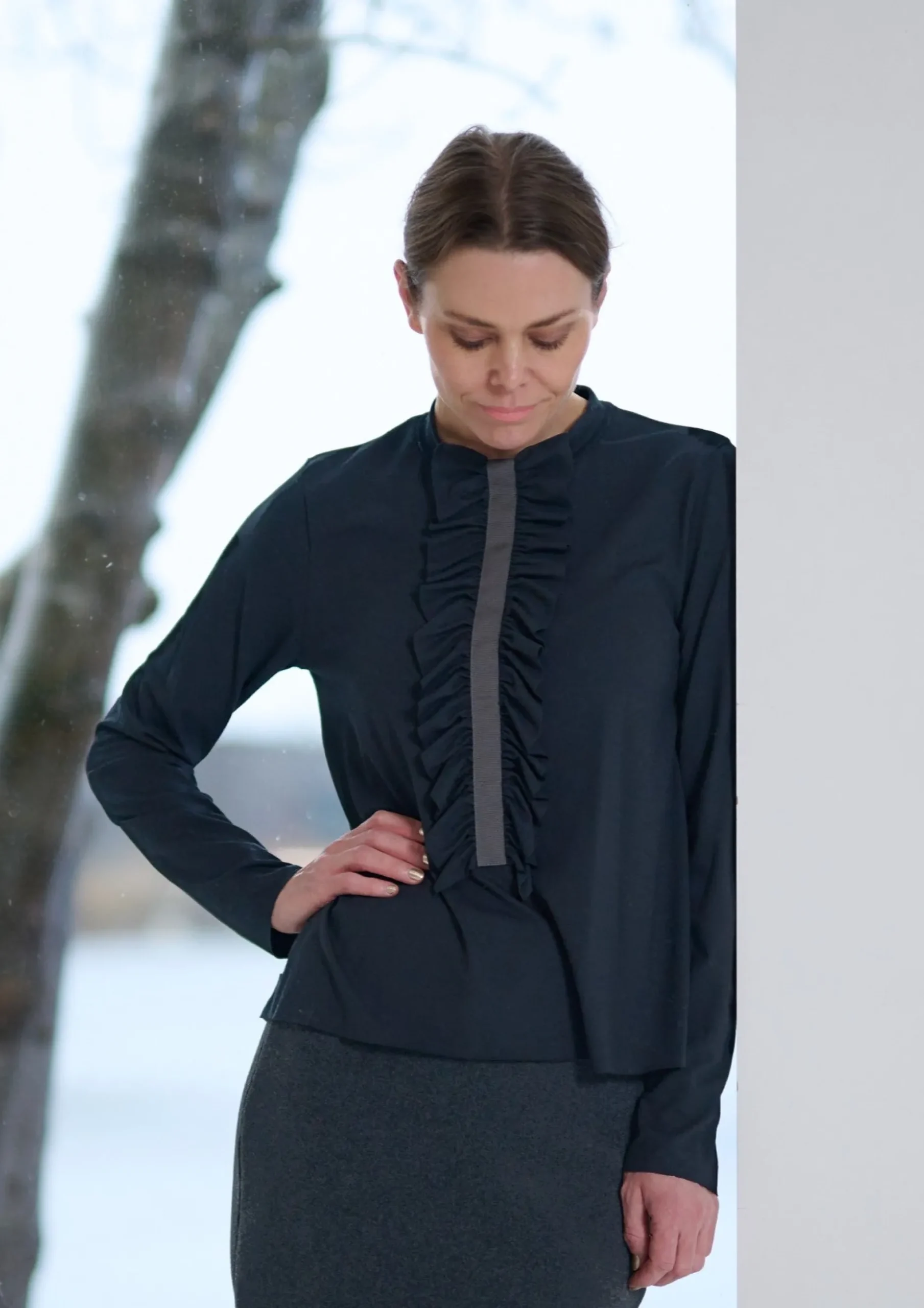Outlet BLUSE M/ RÜSCHEN | 96090 Damen Blusen